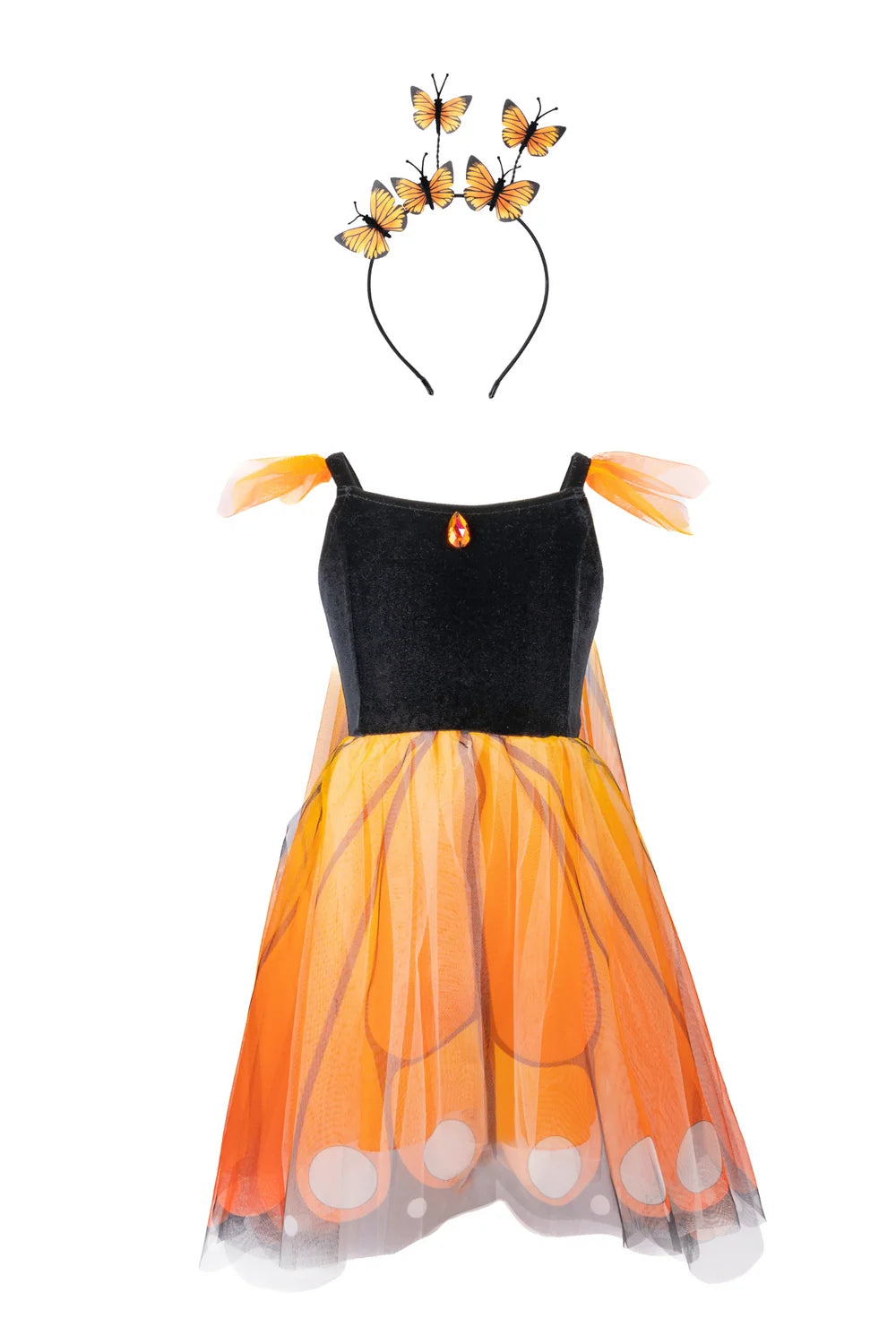 Butterfly Twirl Dress with Wings & Headband, Orange SIZE 7-8