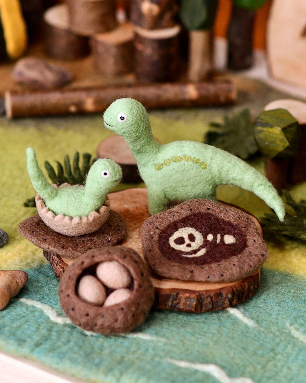 Felt Life Stages of a Dinosaur Brontosaurus