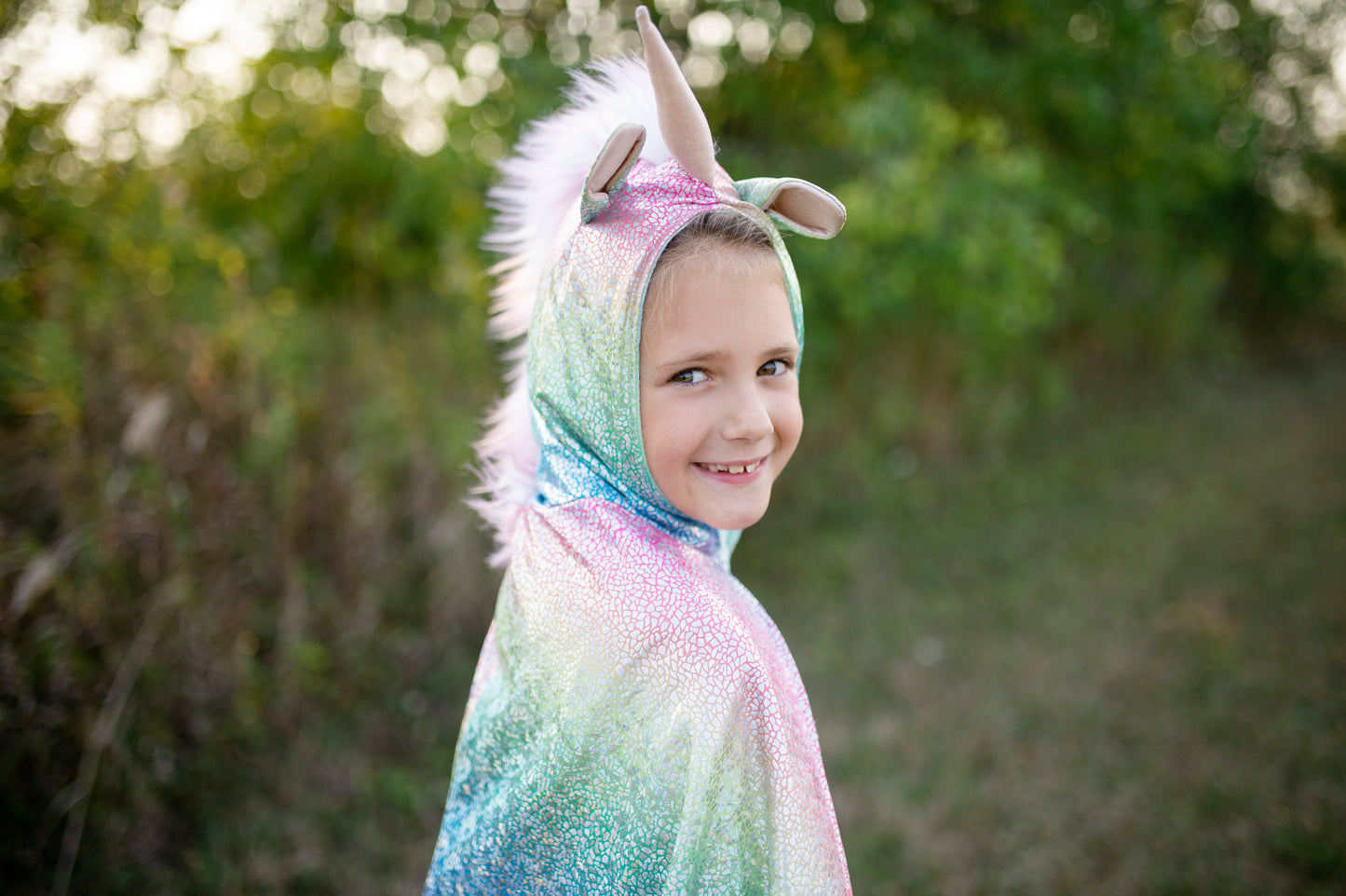 Rainbow Reversible Unicorn Dragon Cape - Size 5-6