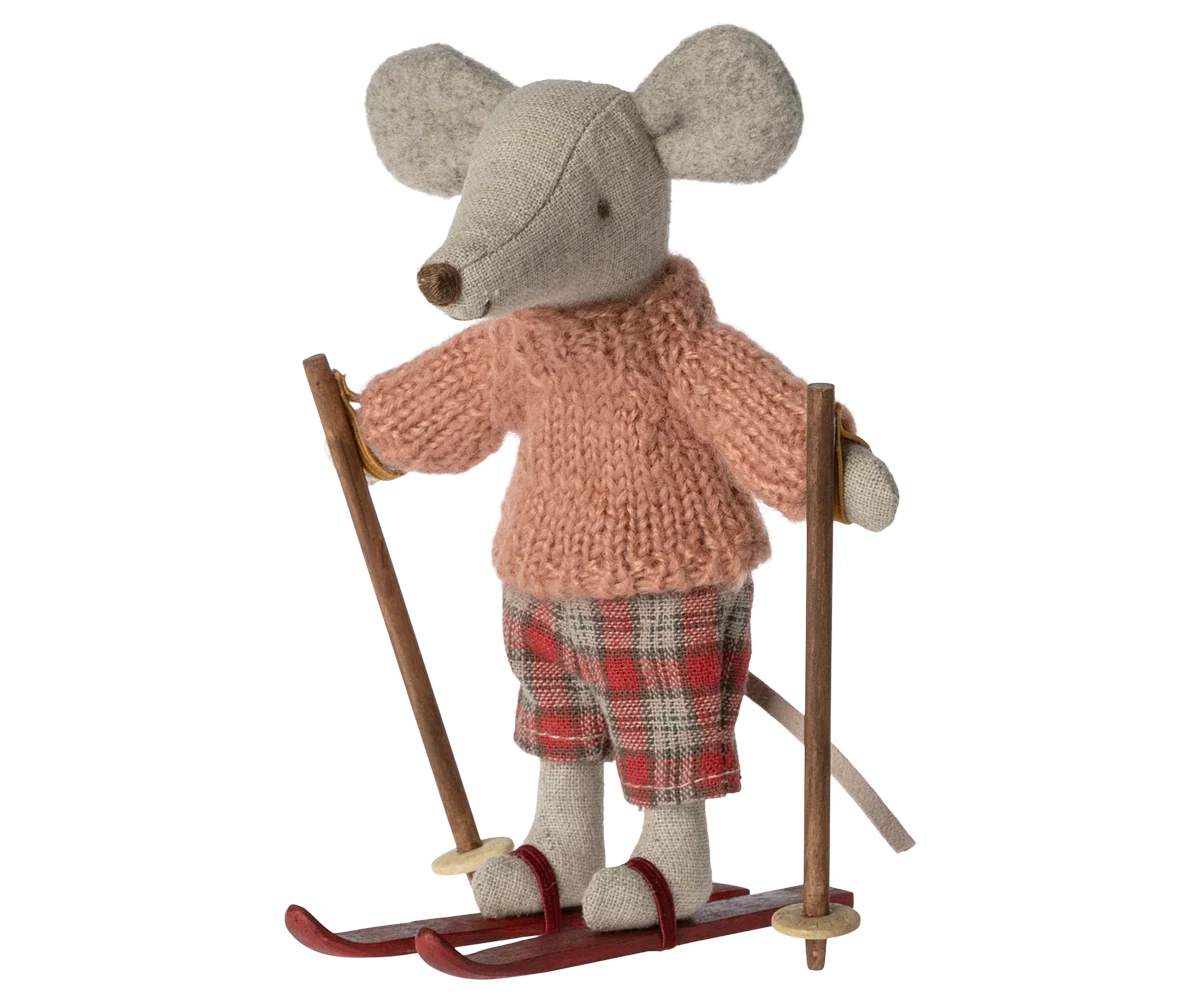 Winter mouse with ski set, Big sister - Rose
