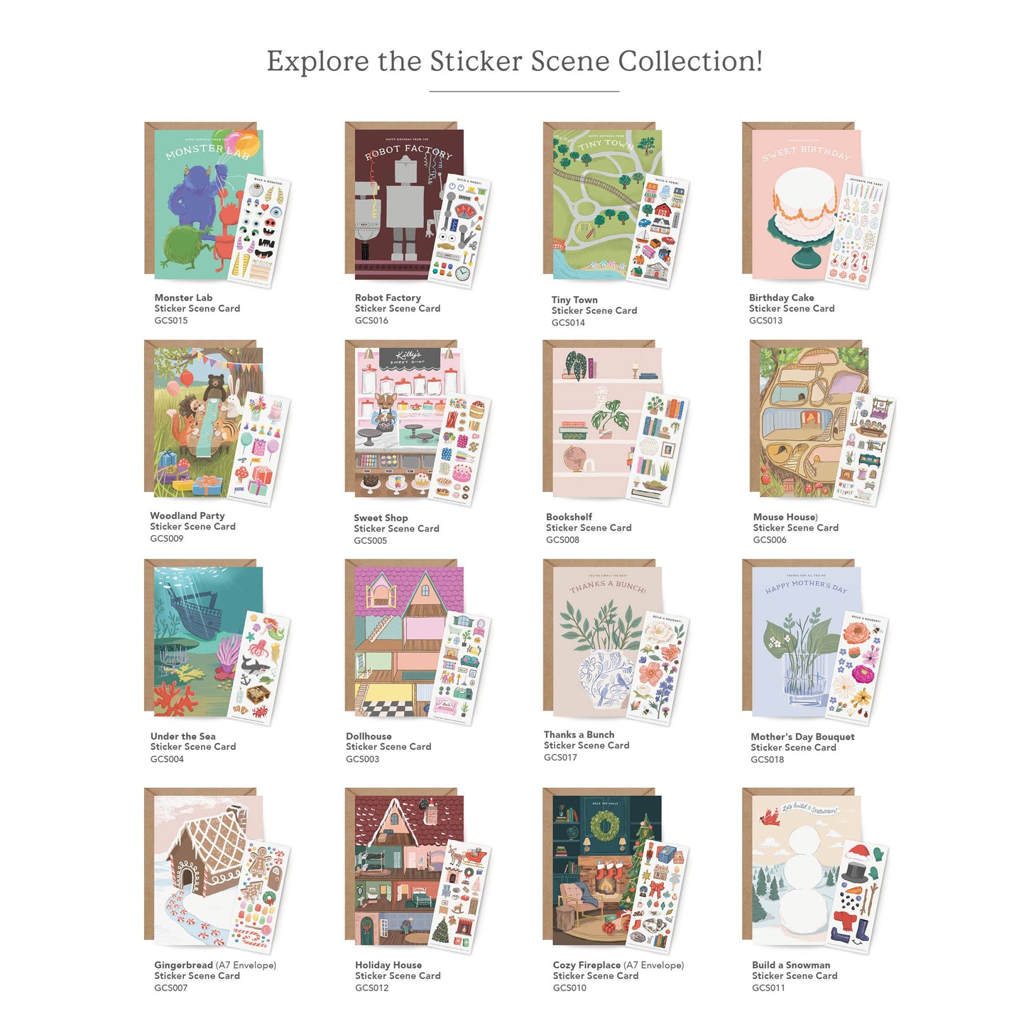 Sticker Scene Card - Tiny Town