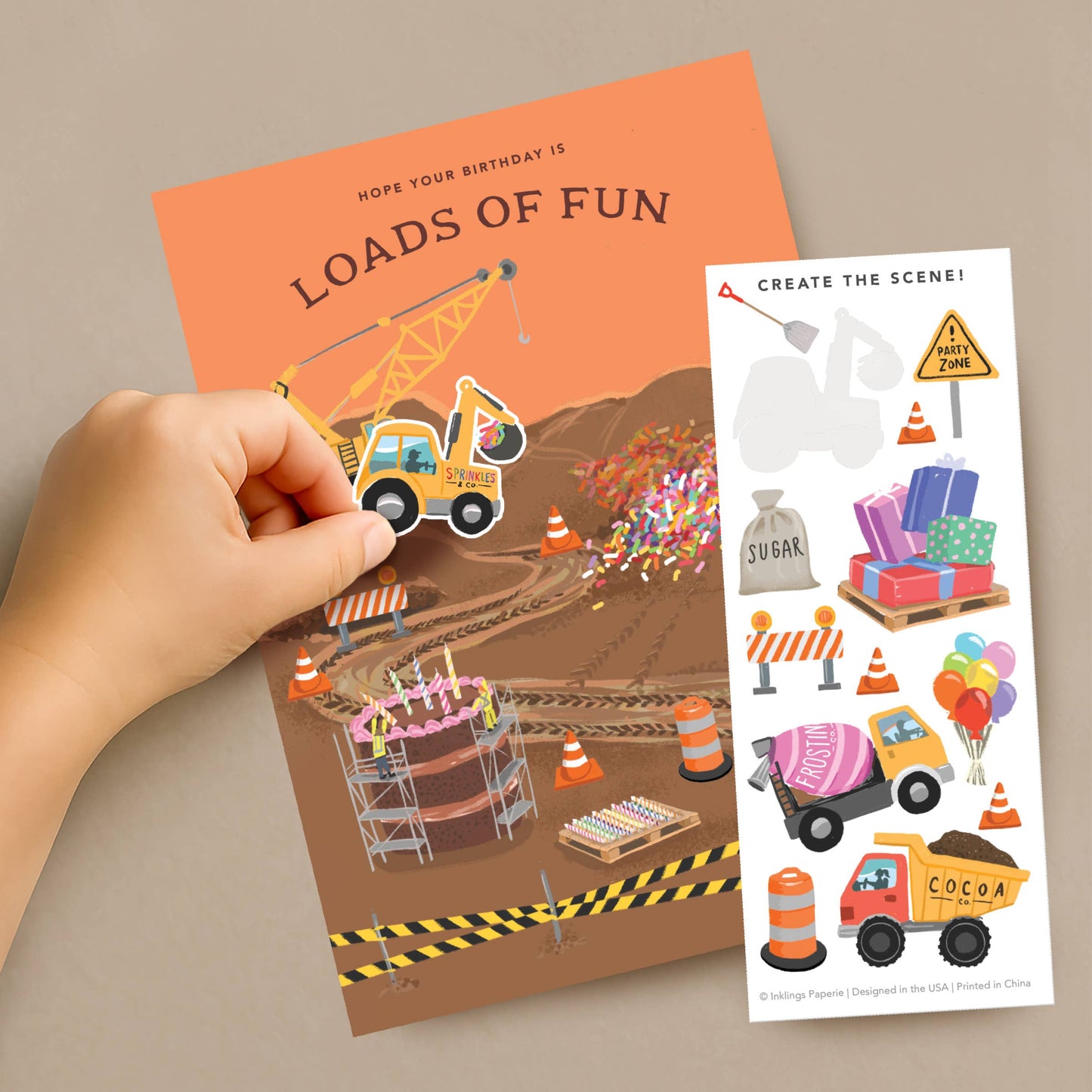 Sticker Scene Card - Construction  Birthday