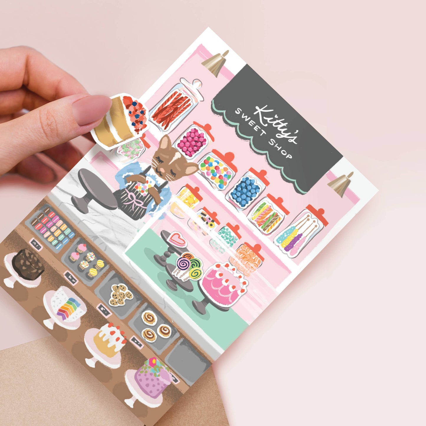 Sticker Scene Card - Sweet Shop