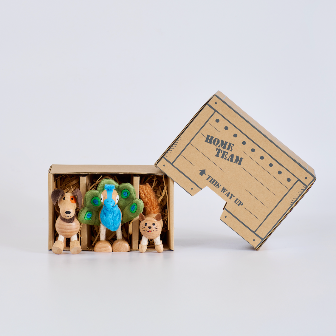 Barnfields Mini Crate: Peacock, Cat, Dog