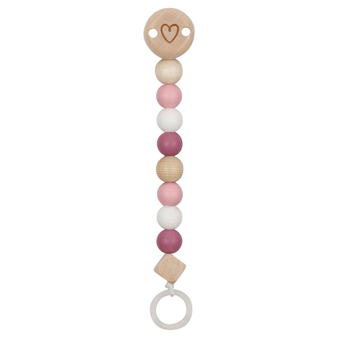 Pink Heart Pacifier Clip