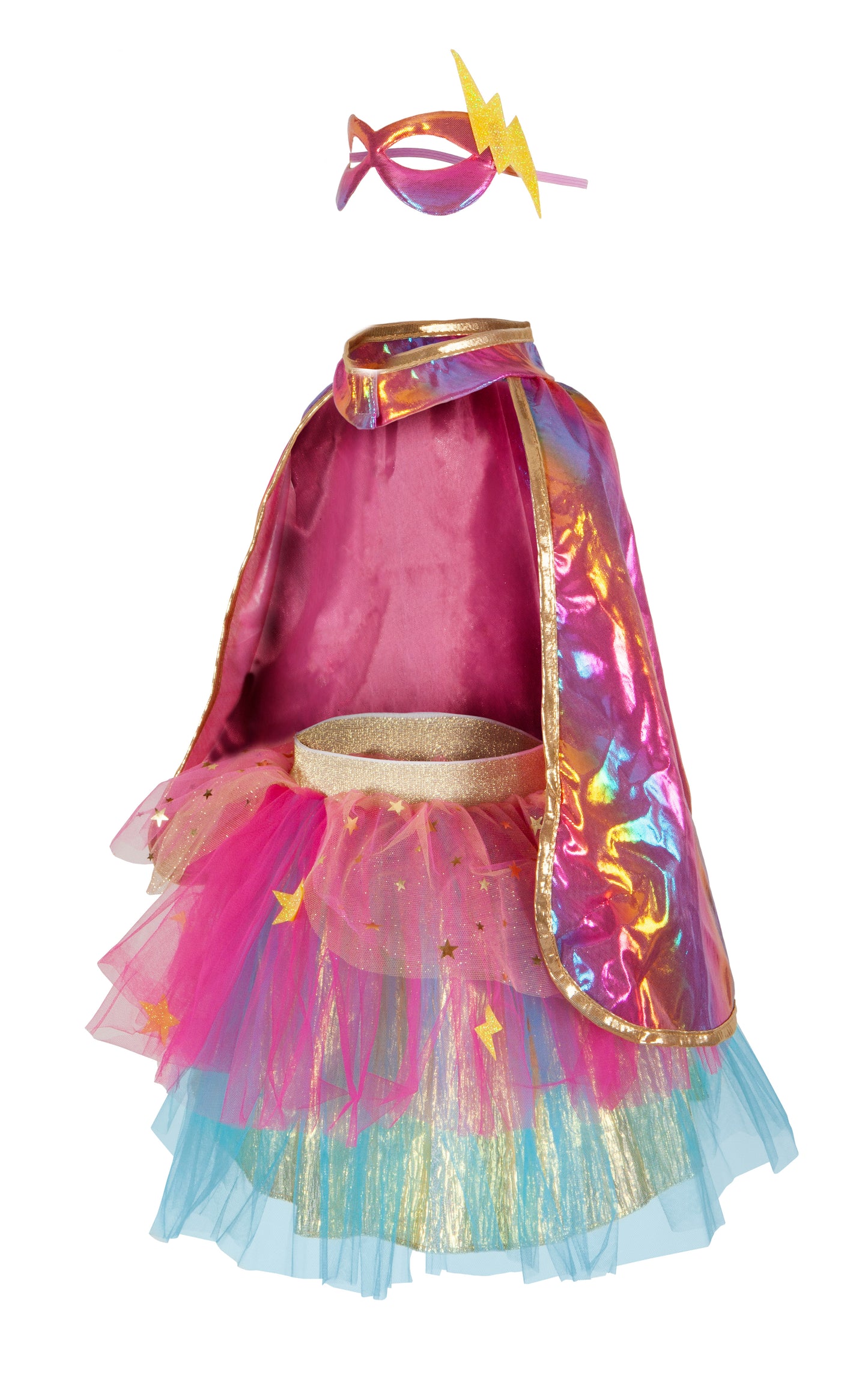 Super-duper Tutu/Cape/Mask, Pink & Gold - Size 4-6