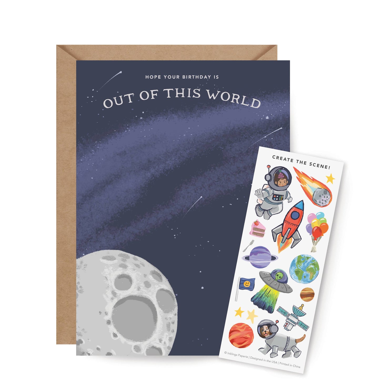 Sticker Scene Card - Outer Space Birthday