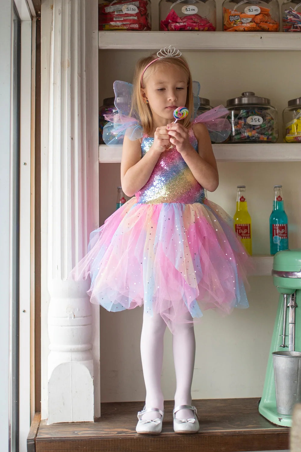 Rainbow Fairy Dress & Wings SIZE 7-8