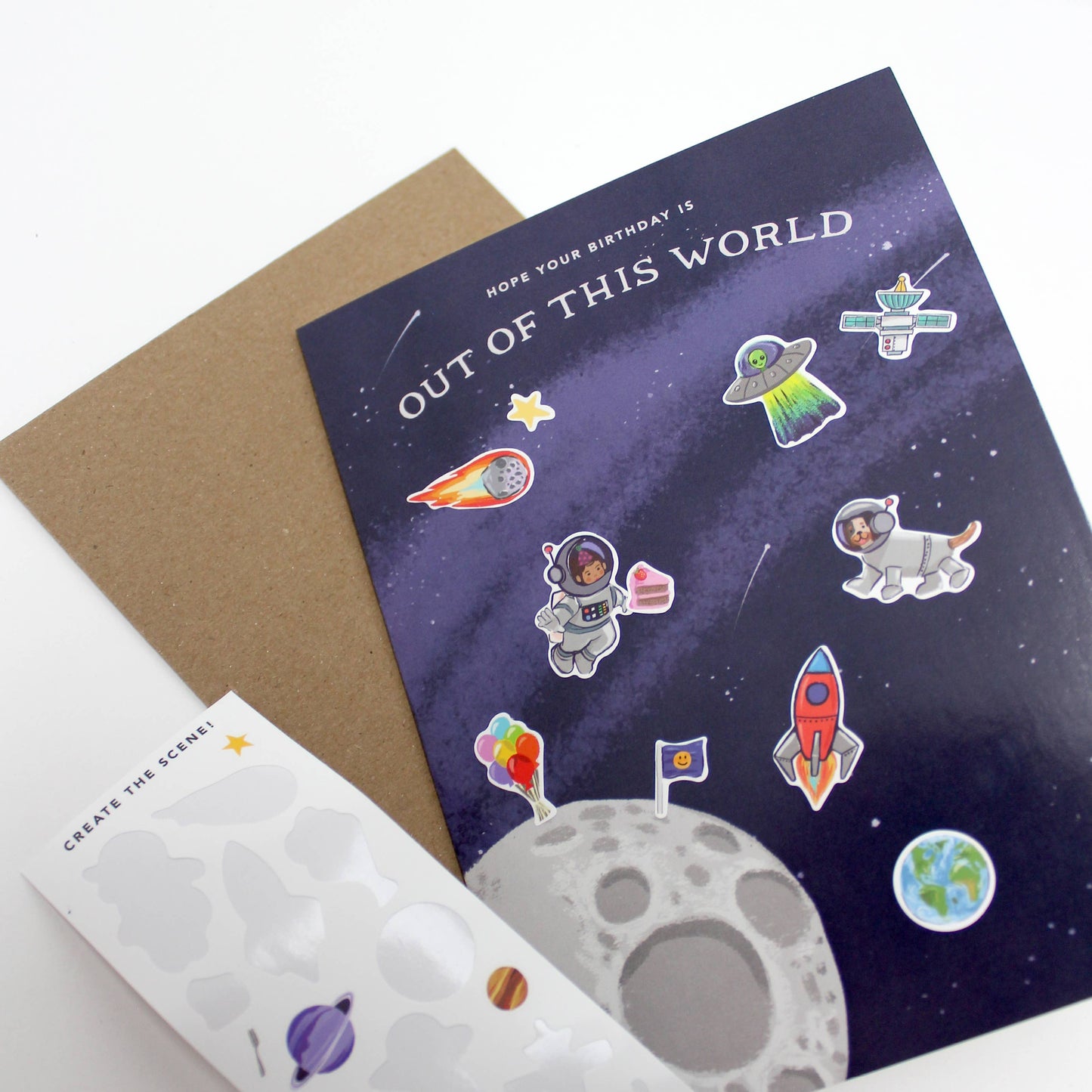 Sticker Scene Card - Outer Space Birthday