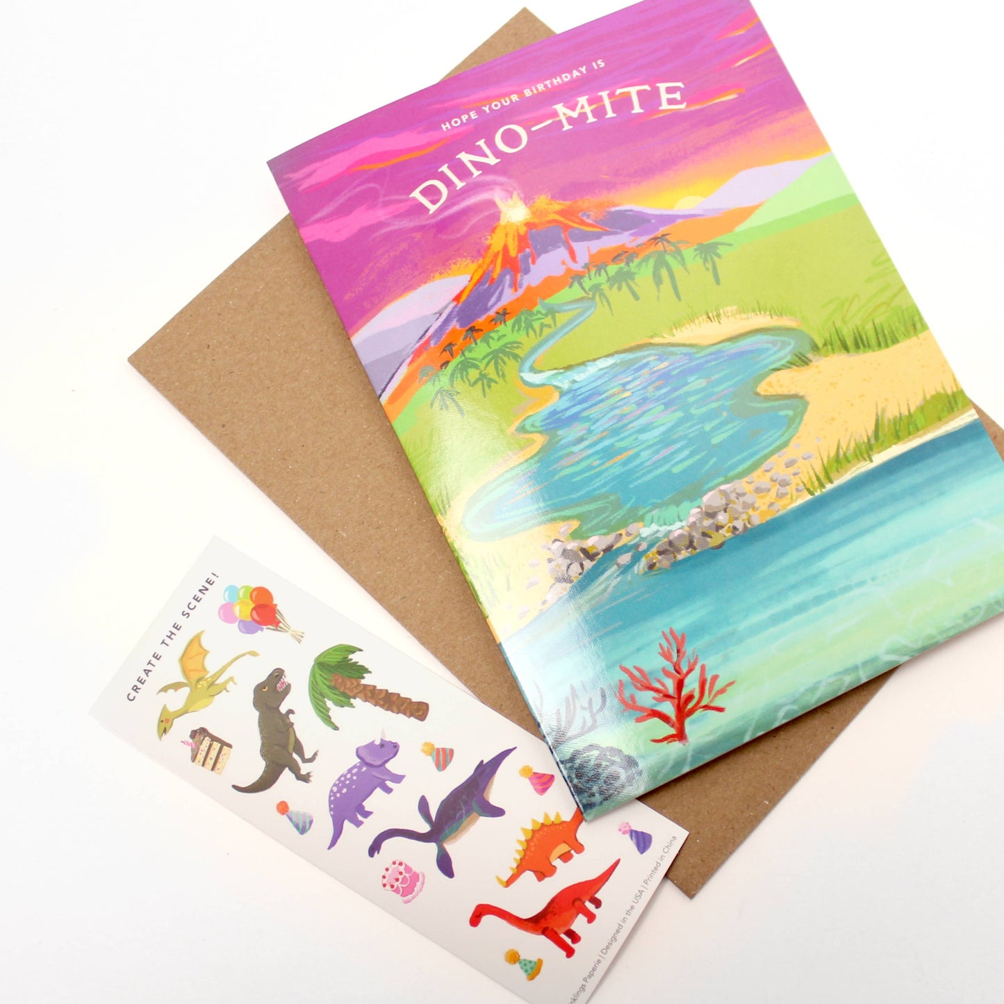 Sticker Scene Card - Dinosaur Birthday