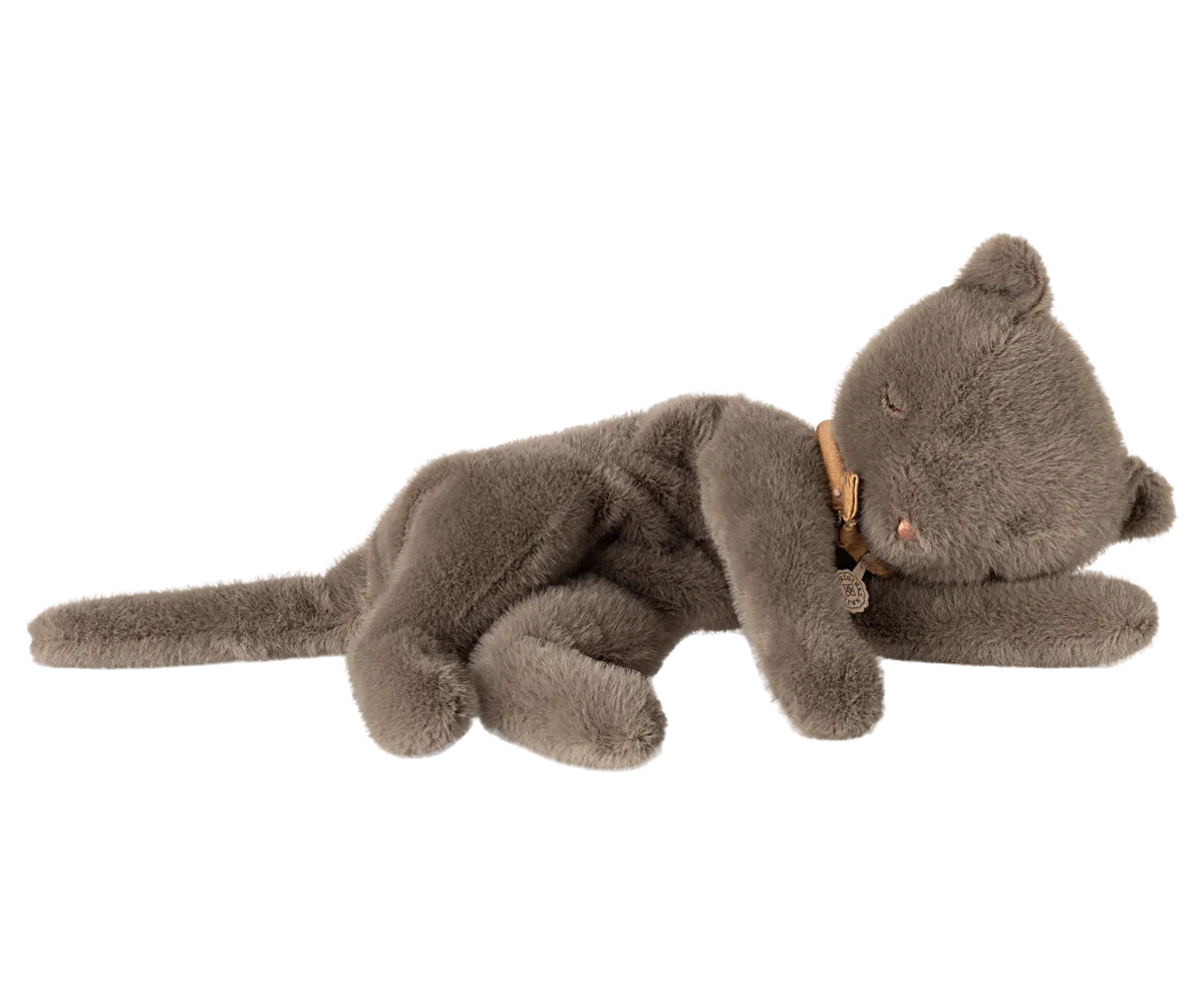 Sleeping kitten plush, Small - Grey
