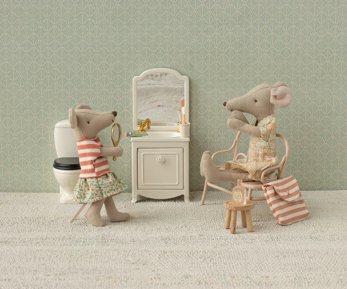 Toothbrush set in bag, Mouse - Coral stripe