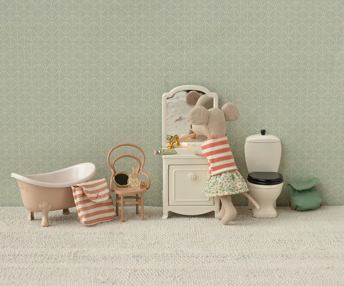 Toothbrush set in bag, Mouse - Coral stripe
