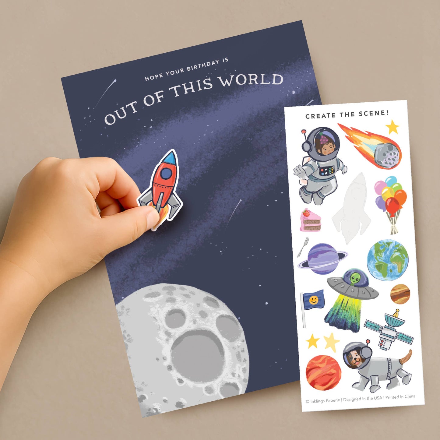 Sticker Scene Card - Outer Space Birthday
