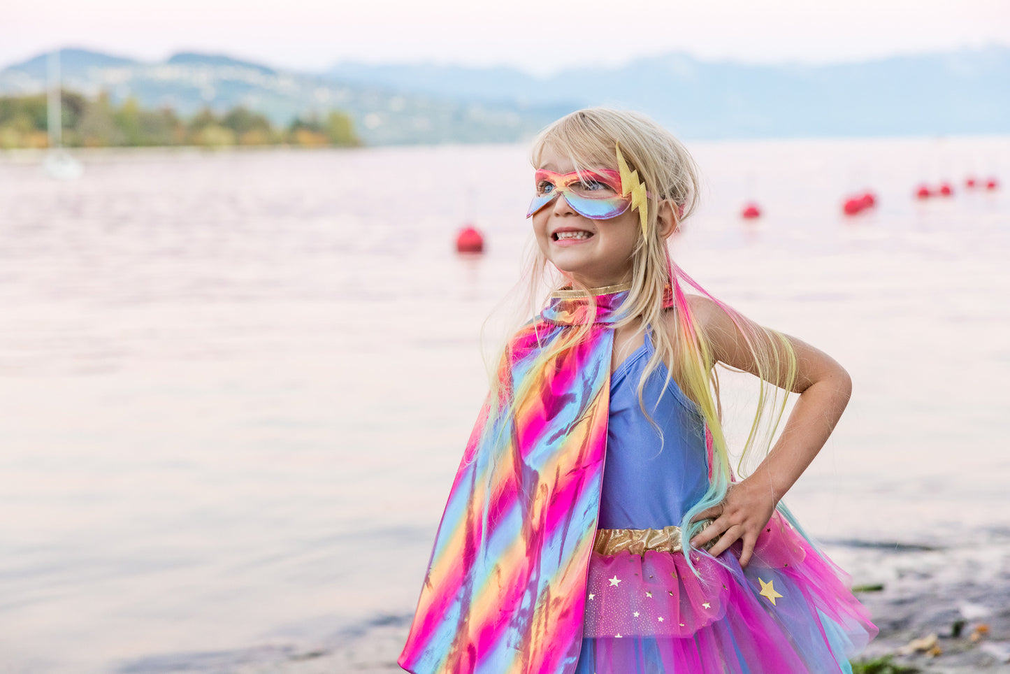 Super-duper Tutu/Cape/Mask, Pink & Gold - Size 4-6